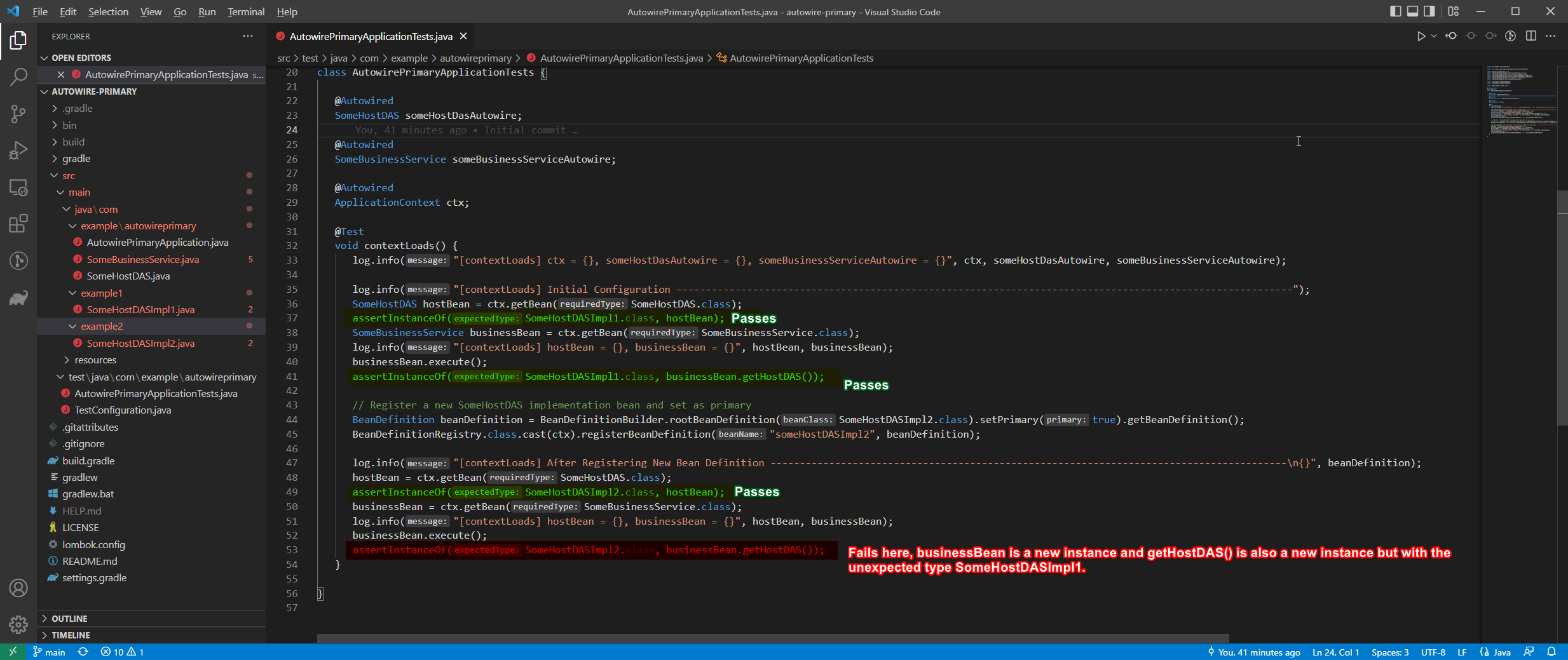 Spring Unexpected @Autowired bean when newly registered bean is set as Primary
