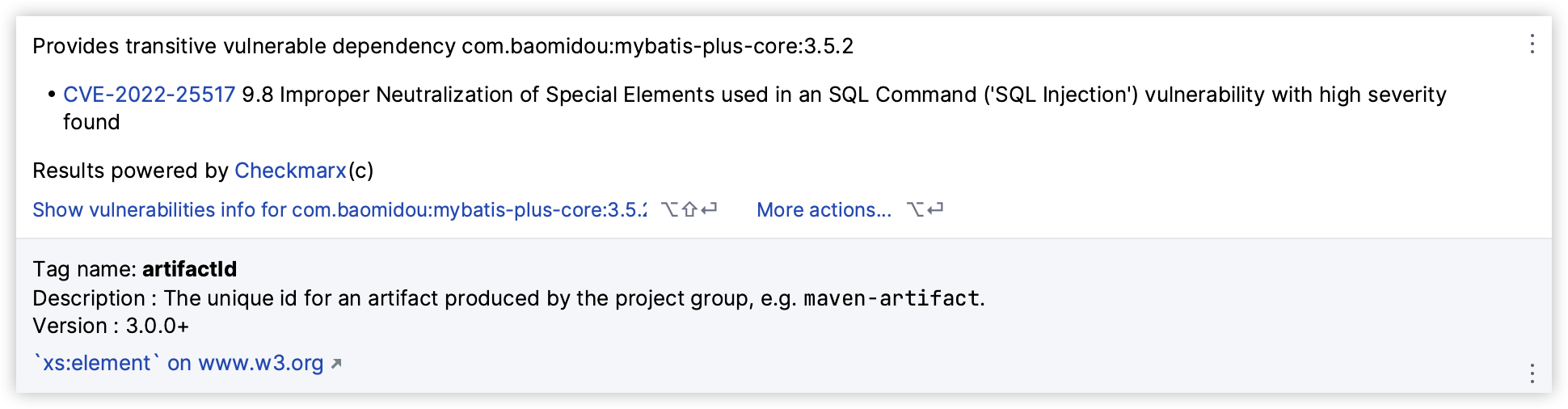 MyBatis-Plus CVE-2022-25517 9.8 Improper Neutralization of Special Elements used in an SQL Command ('SQL Injection') vulnerability with high severity found