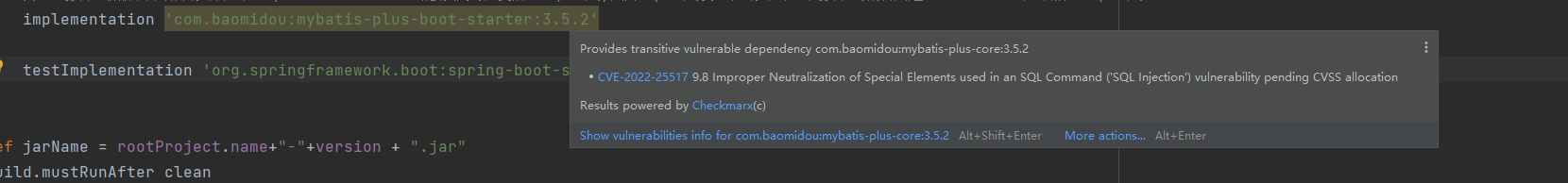 MyBatis-Plus CVE-2022-25517 漏洞提示是否可以关闭