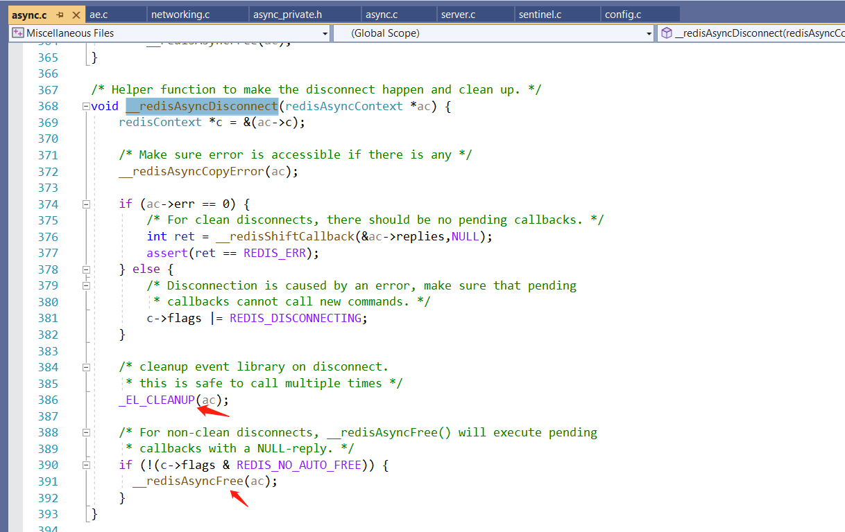 Redis why _EL_CLEANUP(ac) is safe to  call multiple times?