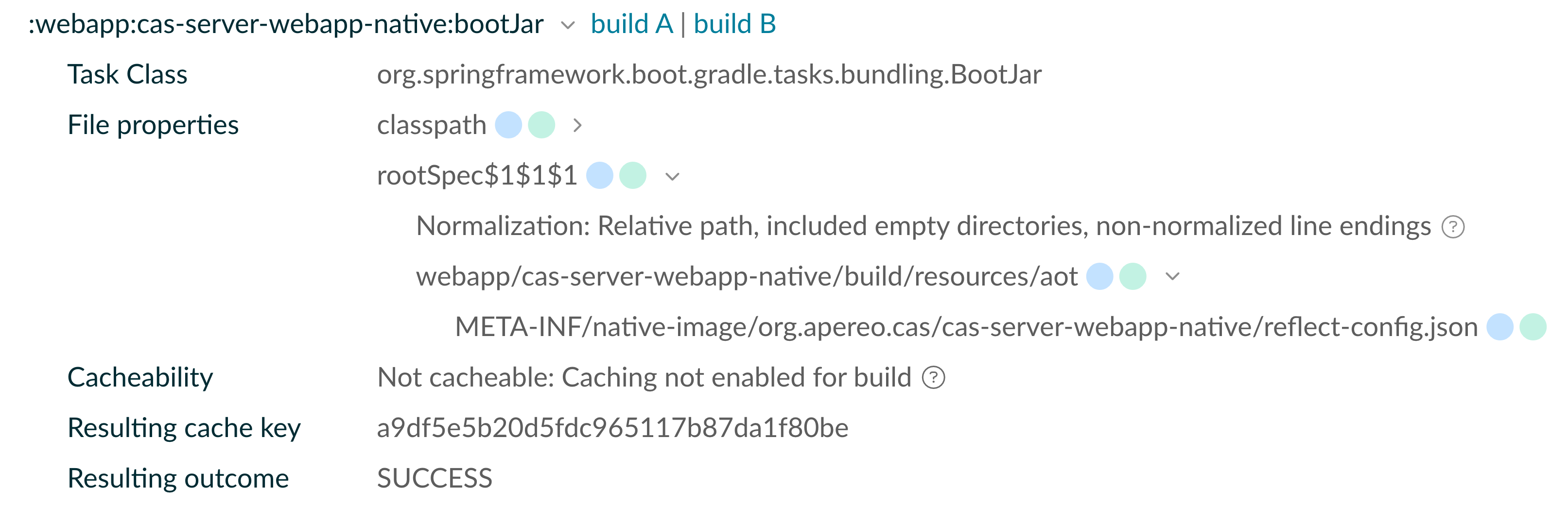 Spring Non-deterministic native image JSON hints invalidate Gradle build cache