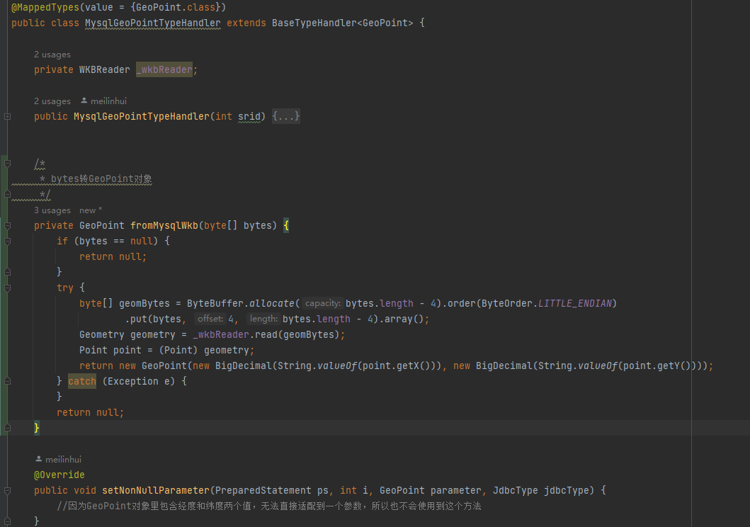 MyBatis-Plus 怎么设置转换mysql的geometry字段类型