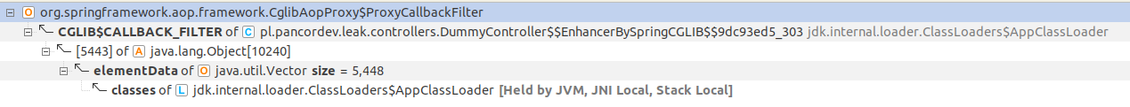 Spring Memory leak with CglibAopProxy$ProxyCallbackFilter