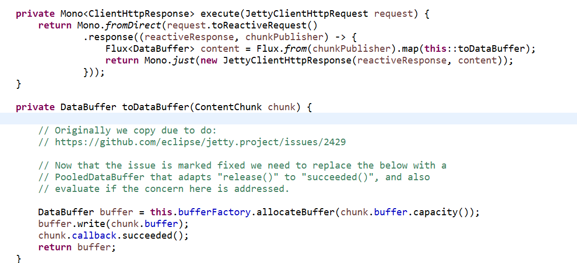 Spring Http 307 redirection is not working for POST,PUT with body when we used WebClient reactive with Jetty HttpCLient over HTTP/2.