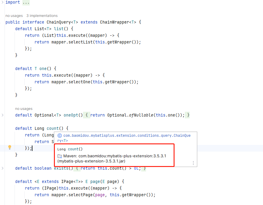 MyBatis-Plus v3.4.3.2版本开始LambdaQueryChainWrapper.count()报错！！！