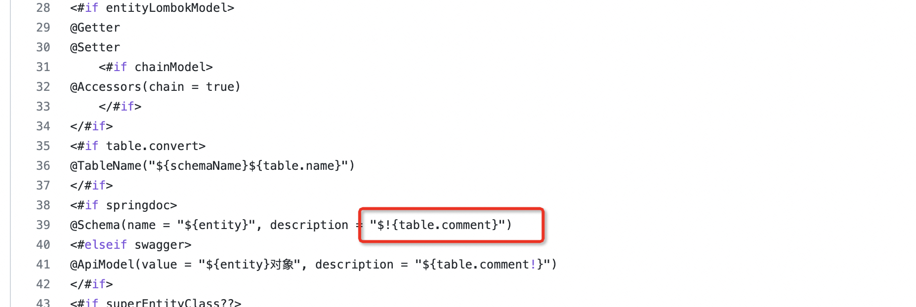 MyBatis-Plus mybatis-plus-generator 开启springdoc时 生成实体类时注释未生成
