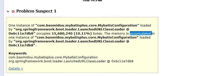 MyBatis-Plus 3.3.1版本，MAT分析mybatisConfiguration积累内存