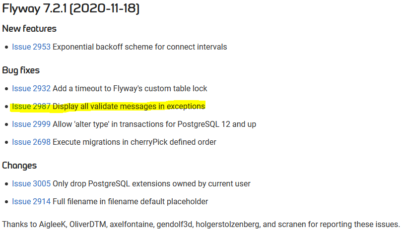 SpringBoot Upgrade to Flyway 7.2.x in Spring Boot 2.4.x
