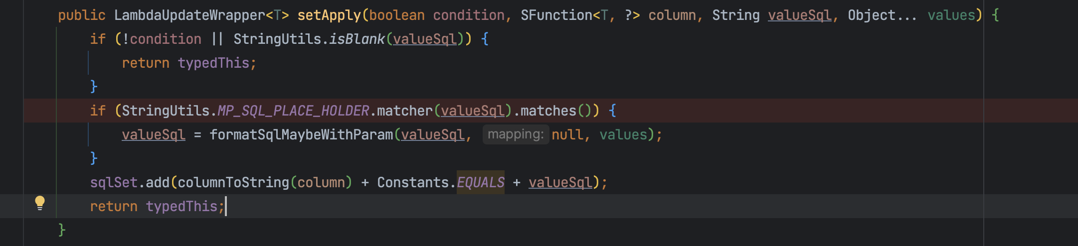 MyBatis-Plus 更新sql时，希望setSql增加个参数化的方法。