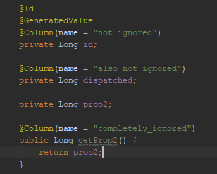 SpringBoot @Column with name attribute not working property on entities