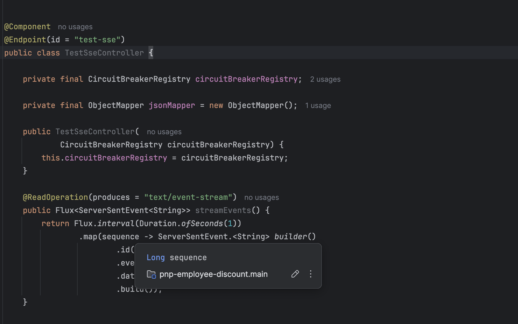 SpringBoot Custom Actuator Endpoint with MediaType as text/event-stream is not working
