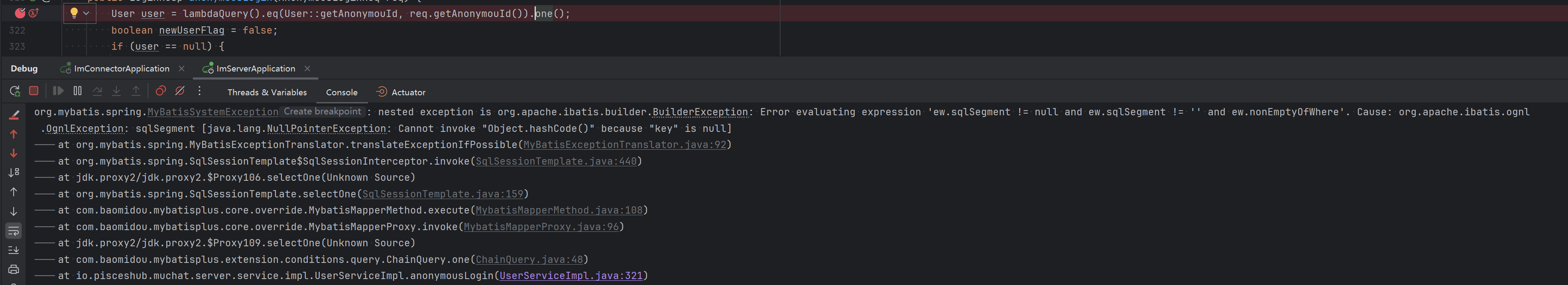 MyBatis-Plus [java.lang.NullPointerException: Cannot invoke 
