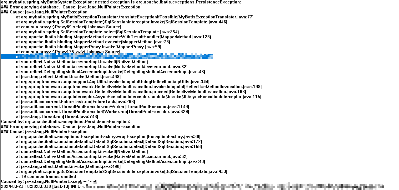 MyBatis-Plus Occasionally occurs java.lang.NullPointerException，but retrying fixes it