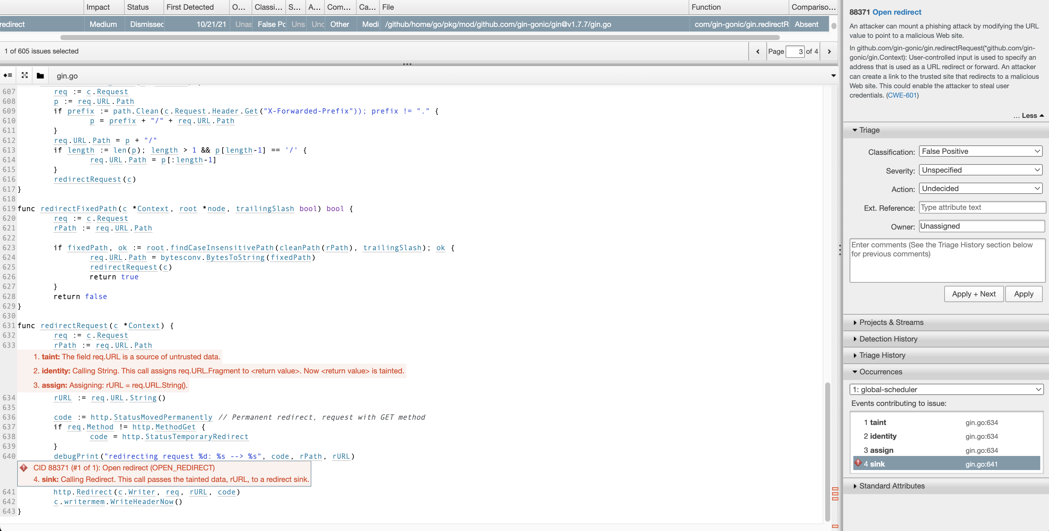 Gin SAST Coverity scan [Security] - Open Redirect