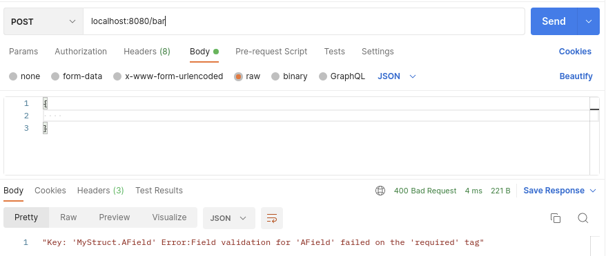 Gin context.BindJSON does not respond with error message