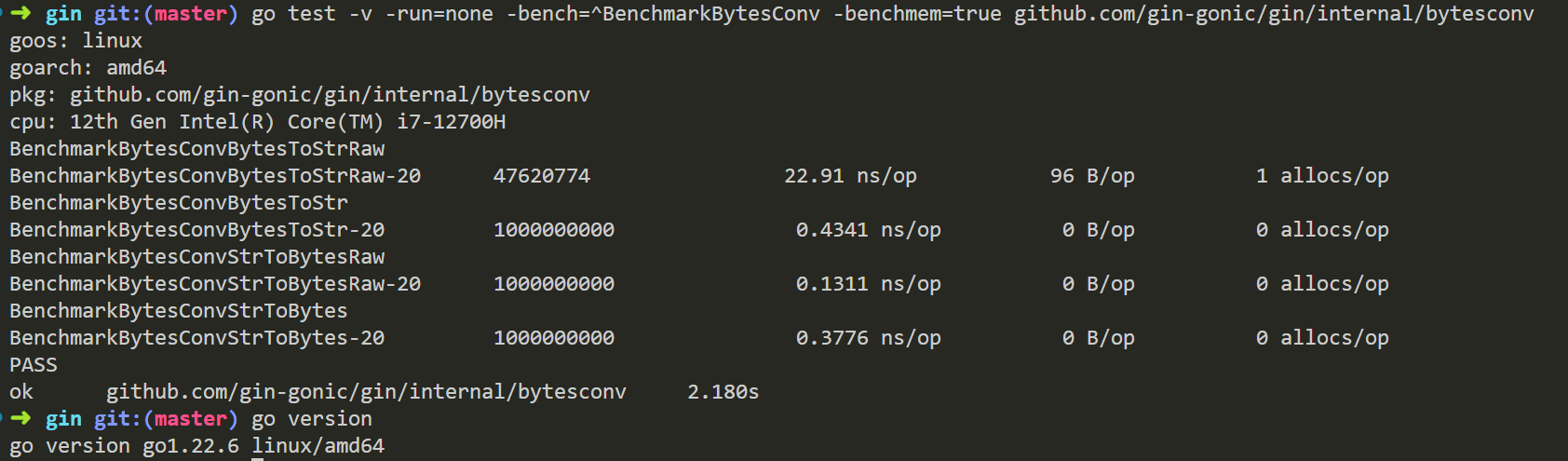 Gin StringToBytes is slower than the raw convertion