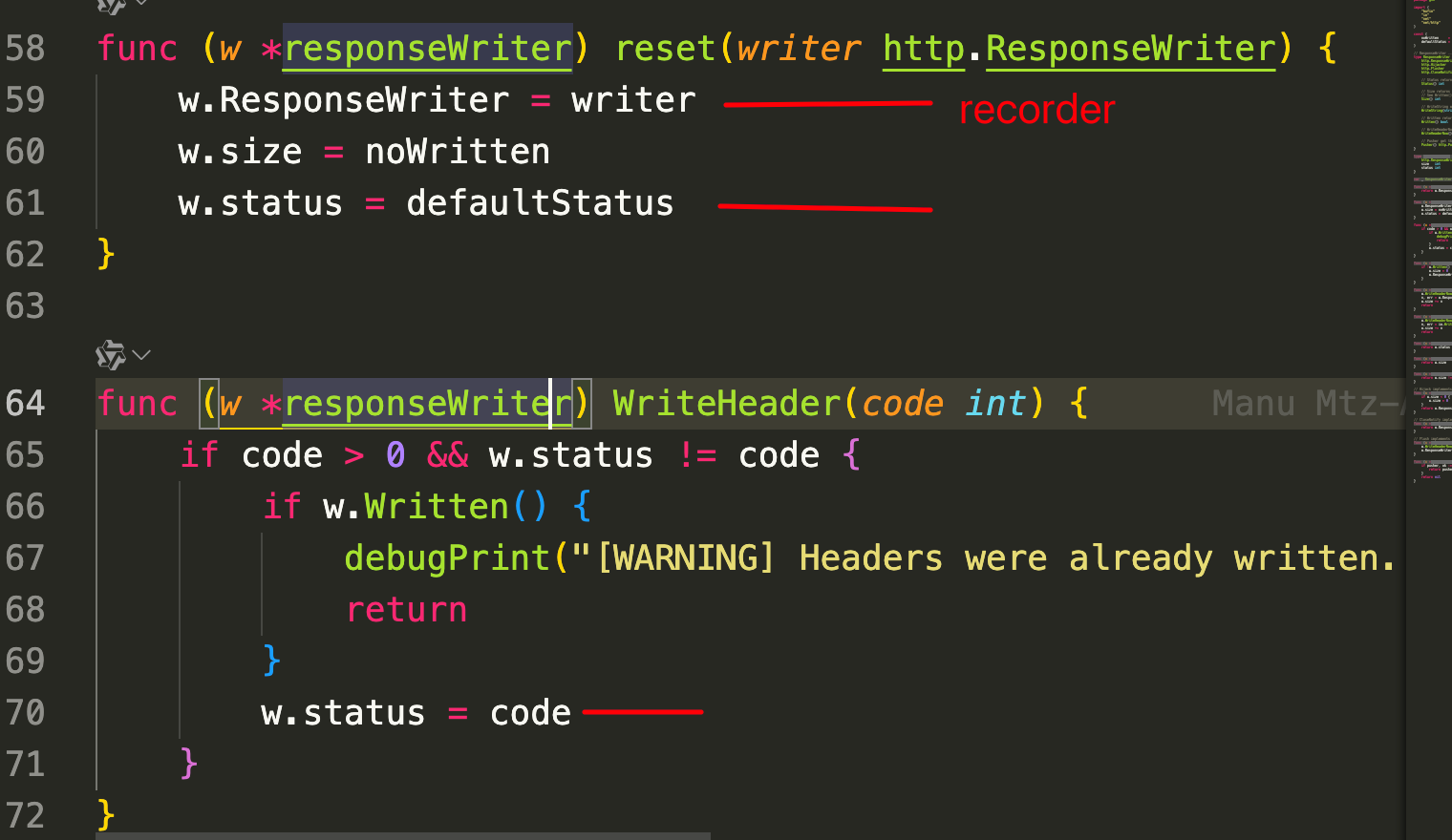 Gin ctx.Status() does not affect httptest.ResponseRecorder while ctx.JSON() does