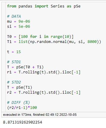 Pandas BUG: Window.Rolling.std changes significantly