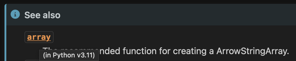 Pandas DOC: Incorrect link in StringArray and ArrowStringArray docs