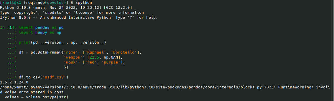 Pandas BUG: RuntimeWarning when using .to_csv with NAN on latest numpy>=1.24