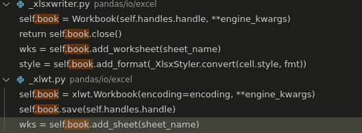 Pandas ENH: Rename ExcelWriter to make clear attributes are not public