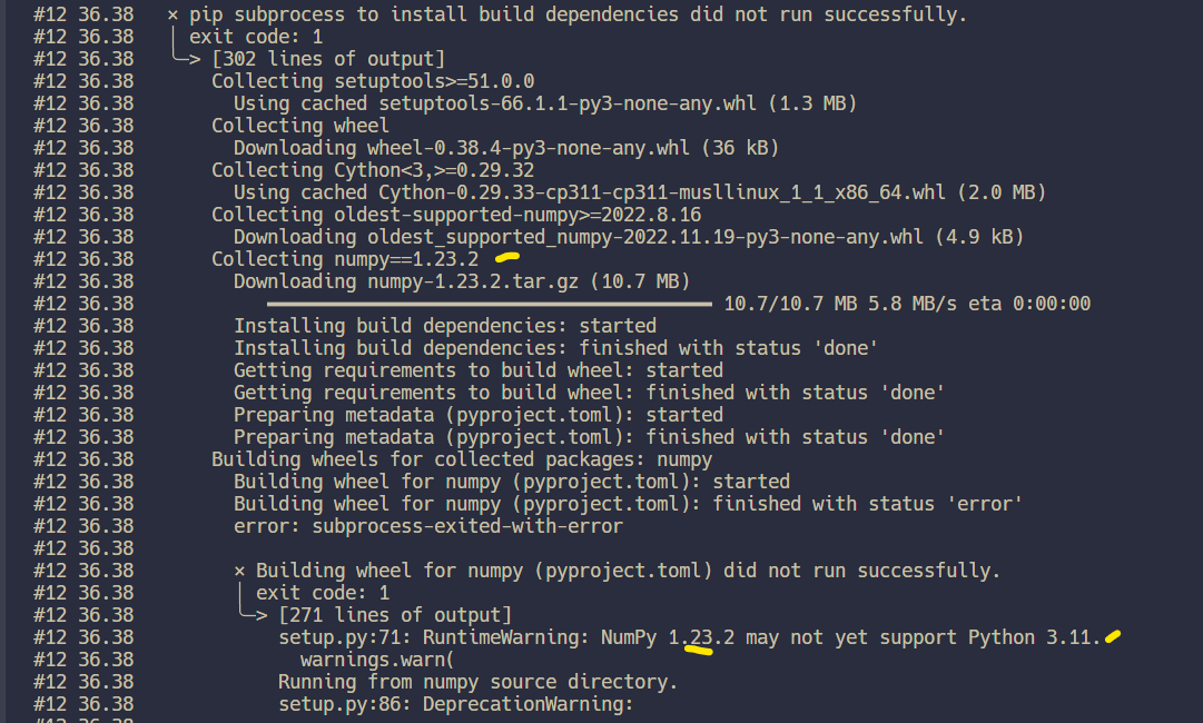 Pandas BUG: NumPy 1.23.2 may not yet support Python 3.11