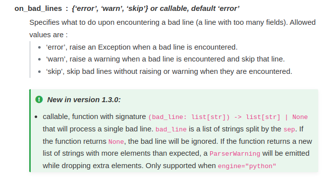 Pandas BUG: on_bad_lines=callable does not invoke callable for all bad lines